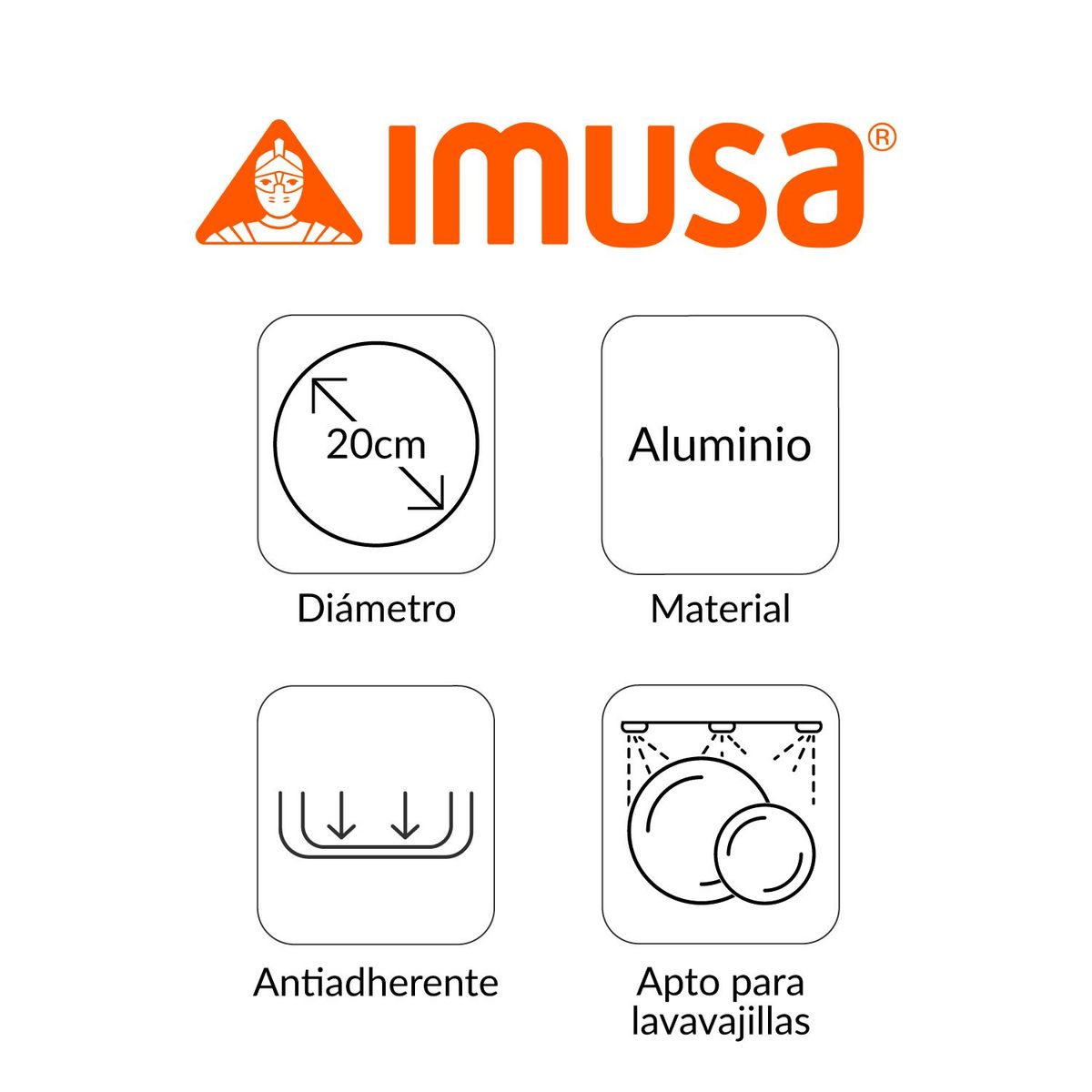 IMUSA - Sartén Imusa Antiadherente Aluminio 20 cm