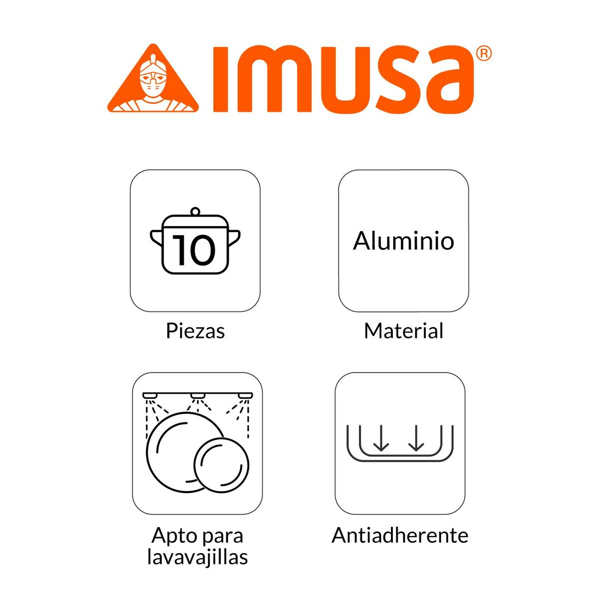 IMUSA - Juego de ollas Imusa: Talent Bateria Antiadherente 10 piezas