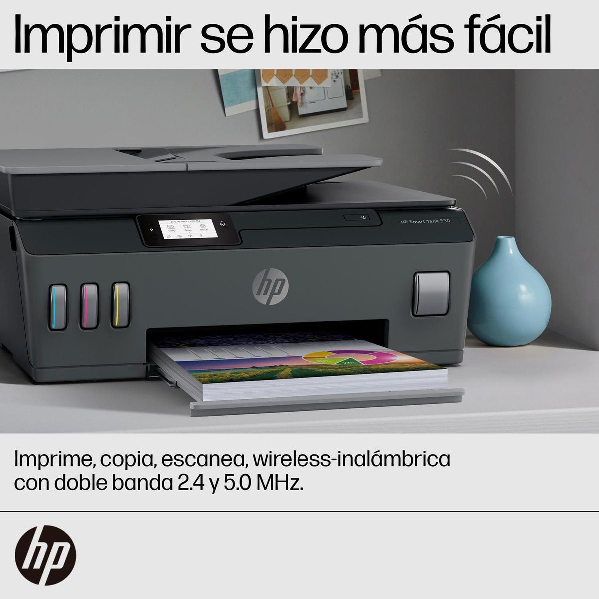 HP - Impresora Multifuncional HP Smart Tank 530 Conexión por WIFI y Bluetooth a Color con Carga Continúa Compatibilidad Universal Táctil escaner y copiadora