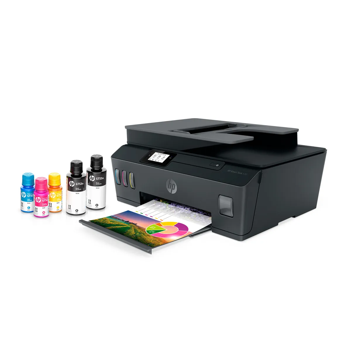 HP - Impresora Multifuncional HP Smart Tank 530 Wi-Fi Color, ADF, Pantalla táctil, HP App
