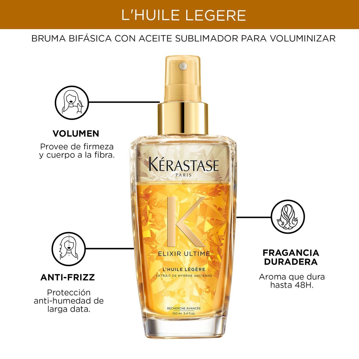 KERASTASE - Aceite Kérastase Elixir Ultime Légère brillo cabello fino 100ml 
