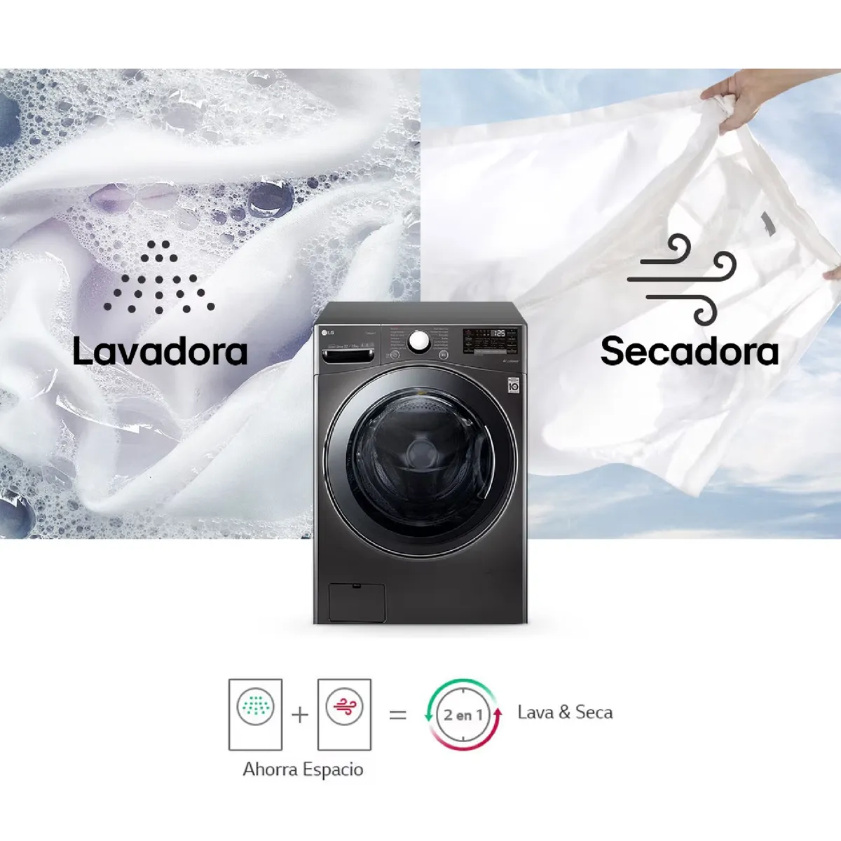 LG - Lavadora Secadora LG Eléctrica 22 kg WD22BV2S6BR