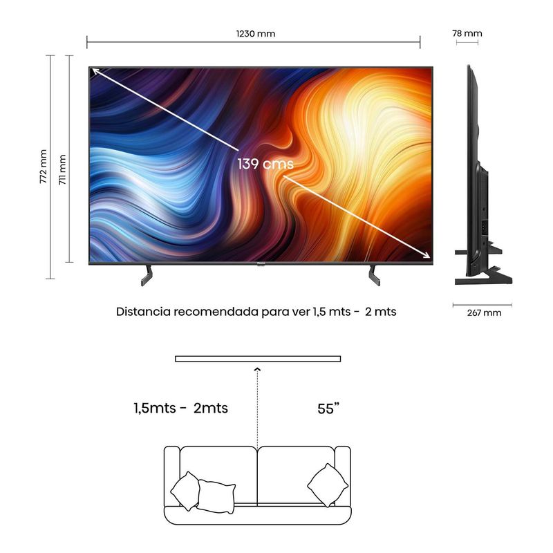 HISENSE - Televisor Hisense ULED 55 pulgadas QLED 4K Smart TV 55U7HV