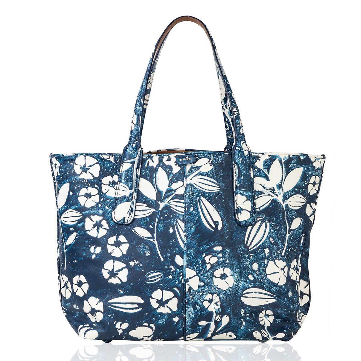 CARLOTA - Cartera N1 Flores Azul Eco Grande