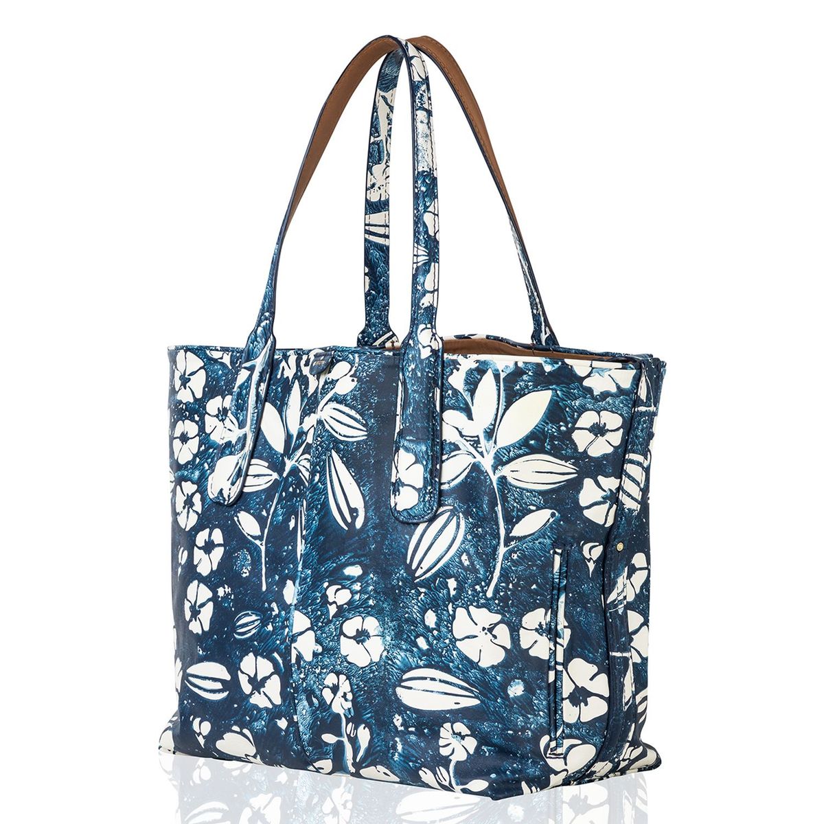 CARLOTA - Cartera N1 Flores Azul Eco Grande