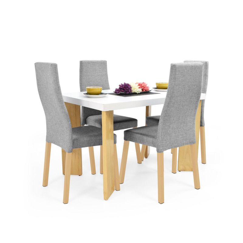 MICA - Juego de Comedor Moderno para 4 Personas Gris (Comedor + 4 Sillas) Mica