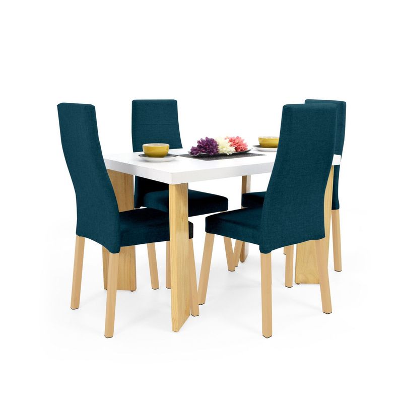 MICA - Juego de Comedor Moderno para 4 Personas Gris (Comedor + 4 Sillas) Mica