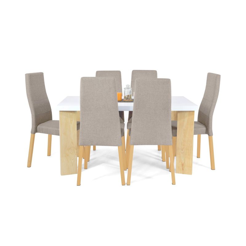 MICA - Juego de Comedor Moderno para 6 Personas Beige (Comedor + 6 Sillas) Mica