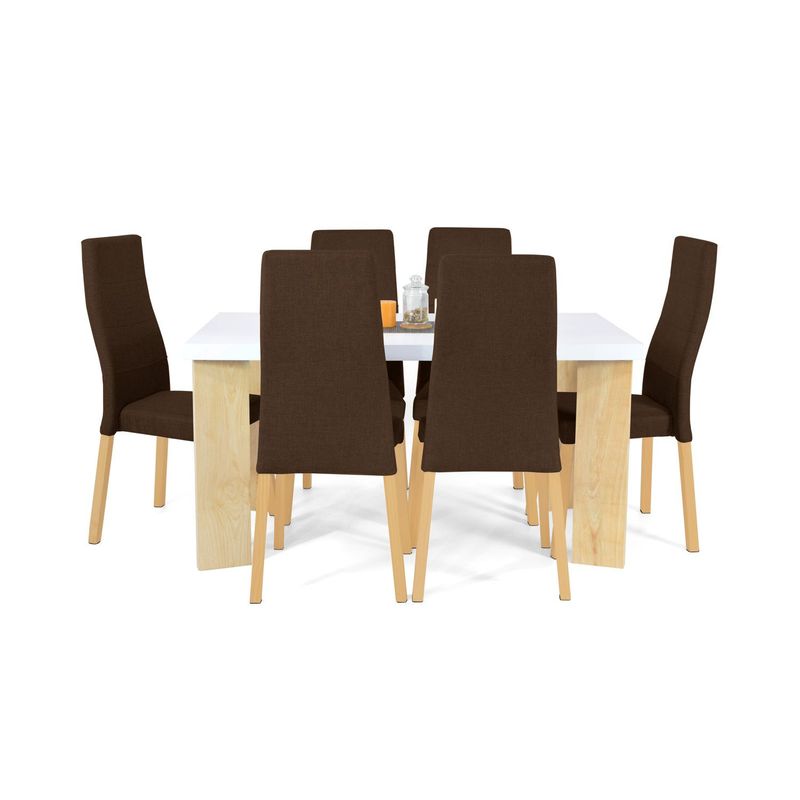 MICA - Juego de Comedor Moderno para 6 Personas Beige (Comedor + 6 Sillas) Mica