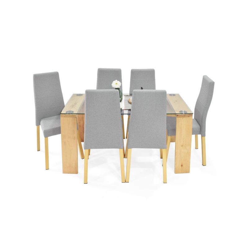 MICA - Juego de Comedor 6 Personas Rectangular Lucena Mica - Mueble
