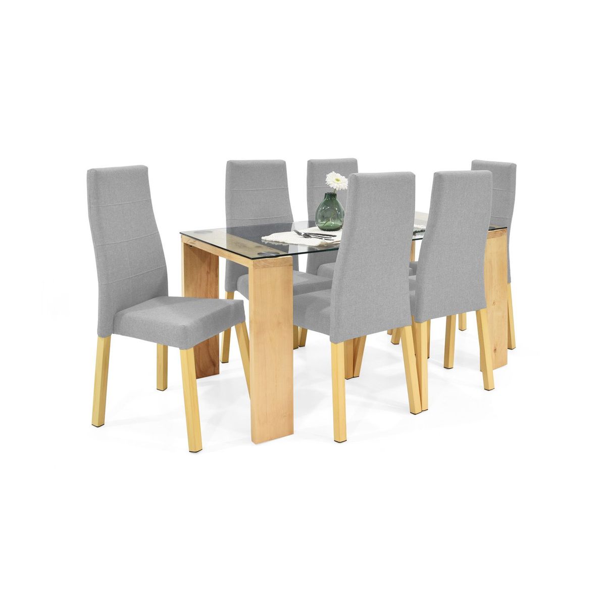 MICA - Juego de Comedor 6 Personas Rectangular Lucena Mica - Mueble