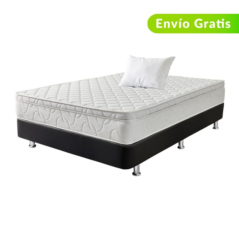 COLCHONES FANTASIA - Colchón con Base Cama Sencillo Firmeza Media Ortopédico Resortado con Pillow Active Plus 100 x 190 cm + Almohada Colchones Fantasía