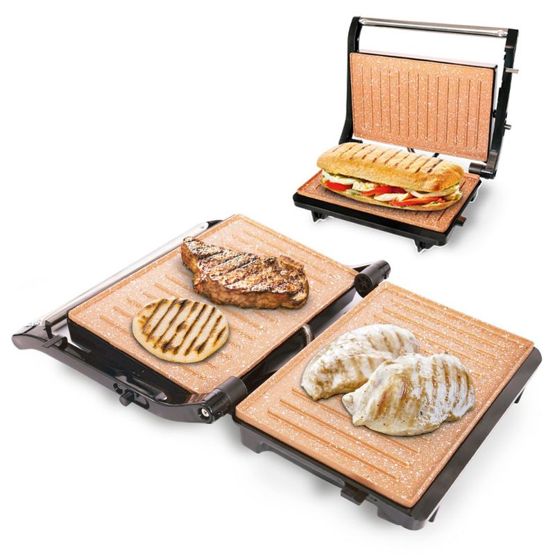 HOME ELEMENTS - Grill asador Home Elements panini copper 180°