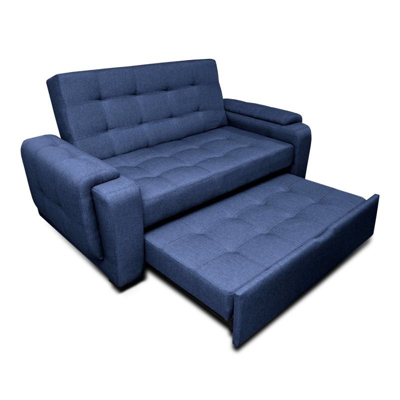 MUEBLES ONLINE - Sofacama Multifuncional Vignelli Tela Lino Azul