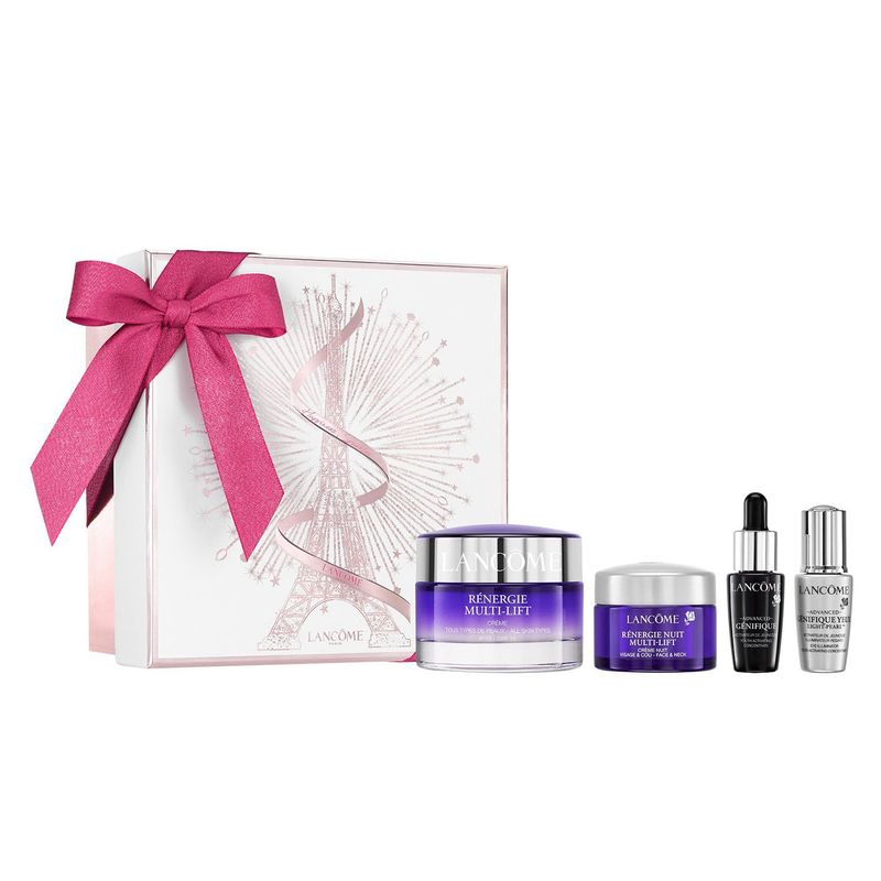 LANCOME - Set de Tratamiento Facial Estuche Rénergie Multi-Lift Crema Spf 15, 50 ml + Contorno de Ojos Rénergie Yeux Multi-Lift 5 ml + Mini Advanced Génifique Serum 7 ml + Mini Crema de Noche Rénergie Nuit Multi-Lift 15 ml Lancome