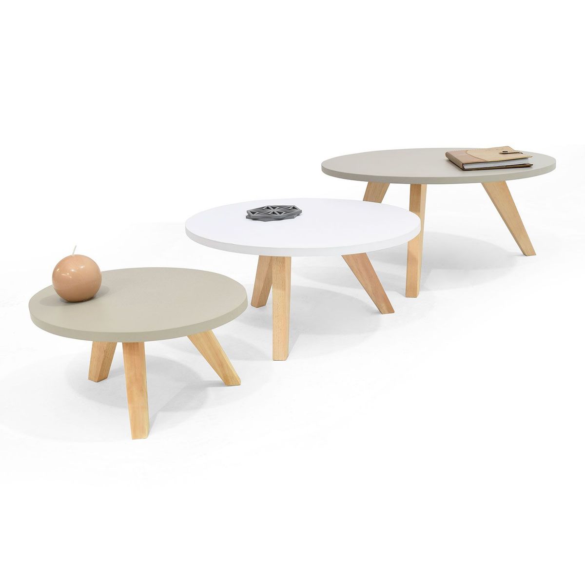 MICA - Set X3 Mesa Ovalada Aglomerado Colima 50 X 25 X 60