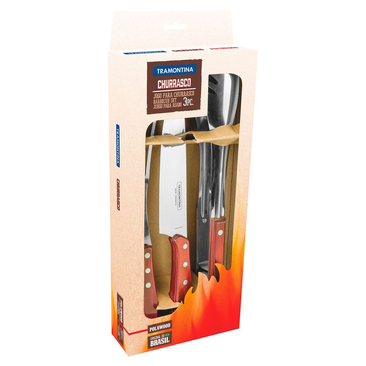 TRAMONTINA - Juego de Asado 3 Piezas Polywood Rojo