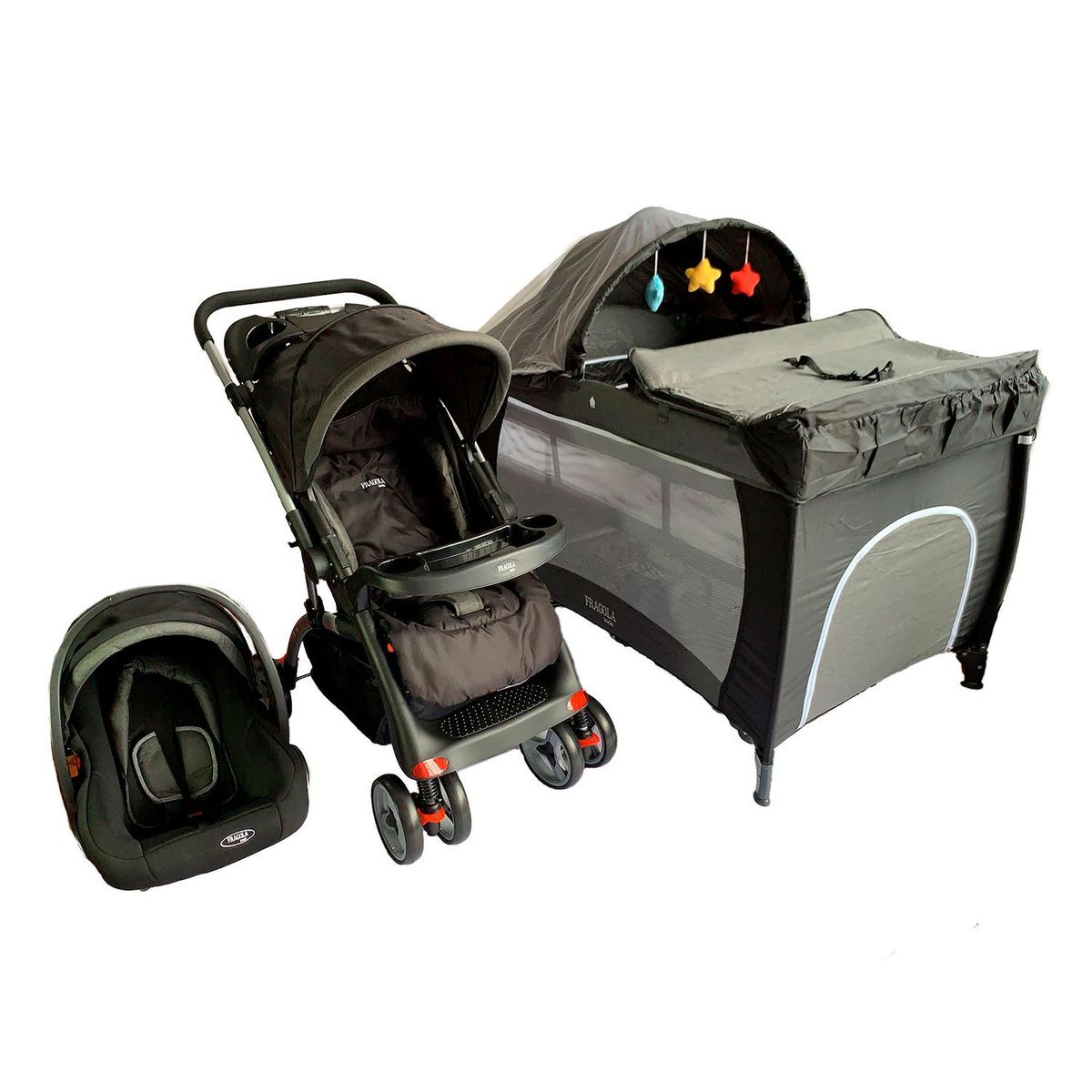  - Combo Cuna Coche Negro/Gris