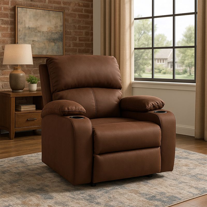 MICA - Silla Reclinable 1 Puesto Cuerina Push Arm New Rest 82 cm - Mueble