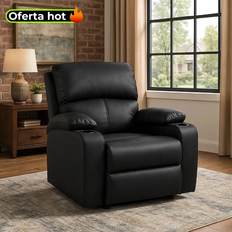 MICA - Silla Reclinable 1 Puesto Cuerina Push Arm New Rest 82 cm - Mueble