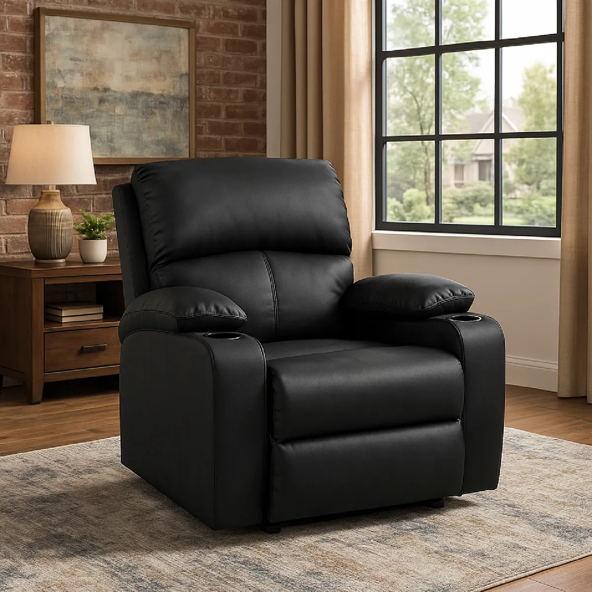 MICA - Silla Reclinable 1 Puesto Cuerina Push Arm New Rest 82 cm - Mueble