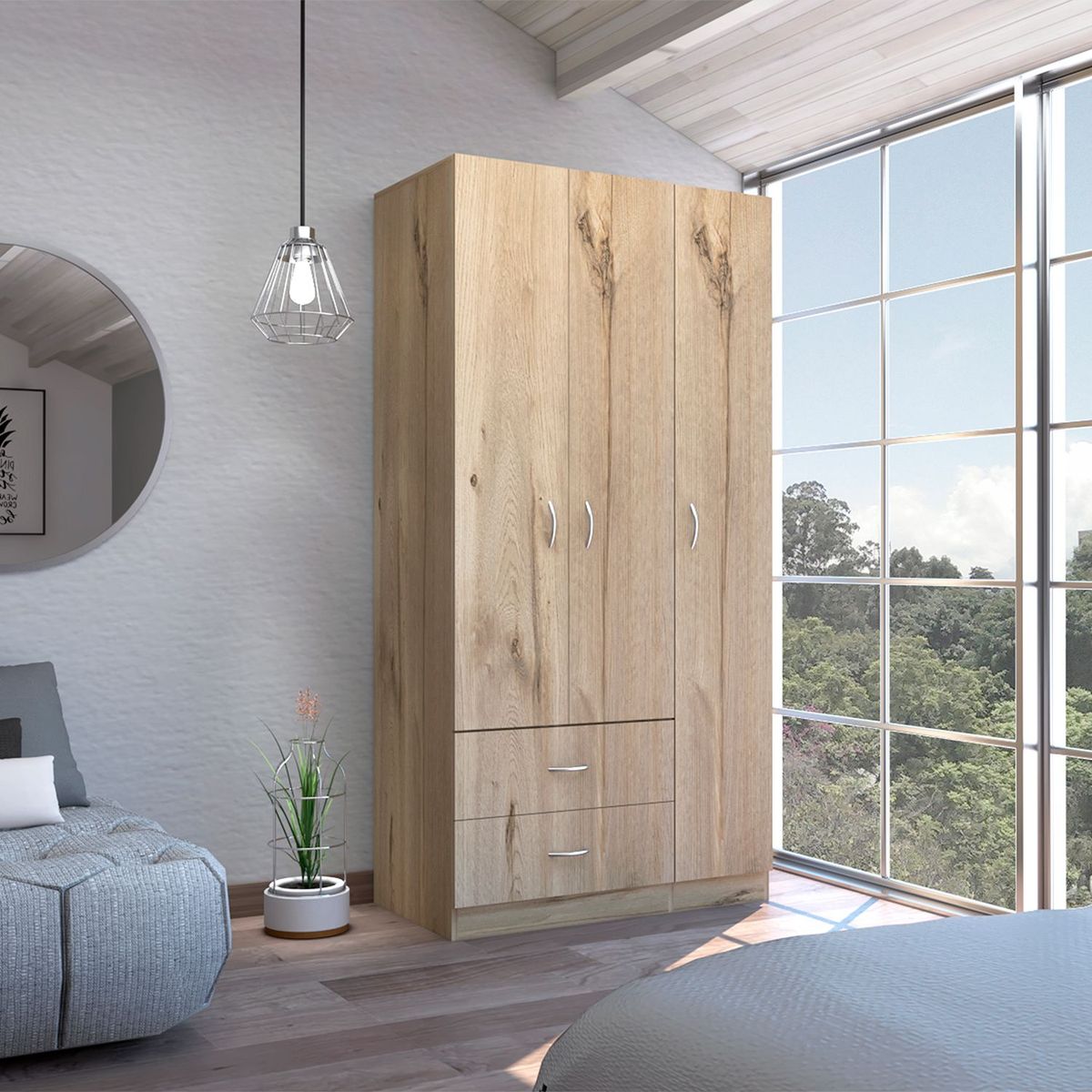 RTA MUEBLES - Closet Moderno en Aglomerado MDP 3 Puertas 2 Cajones 180 x 90 x 47 cm RTA Design  - Mueble