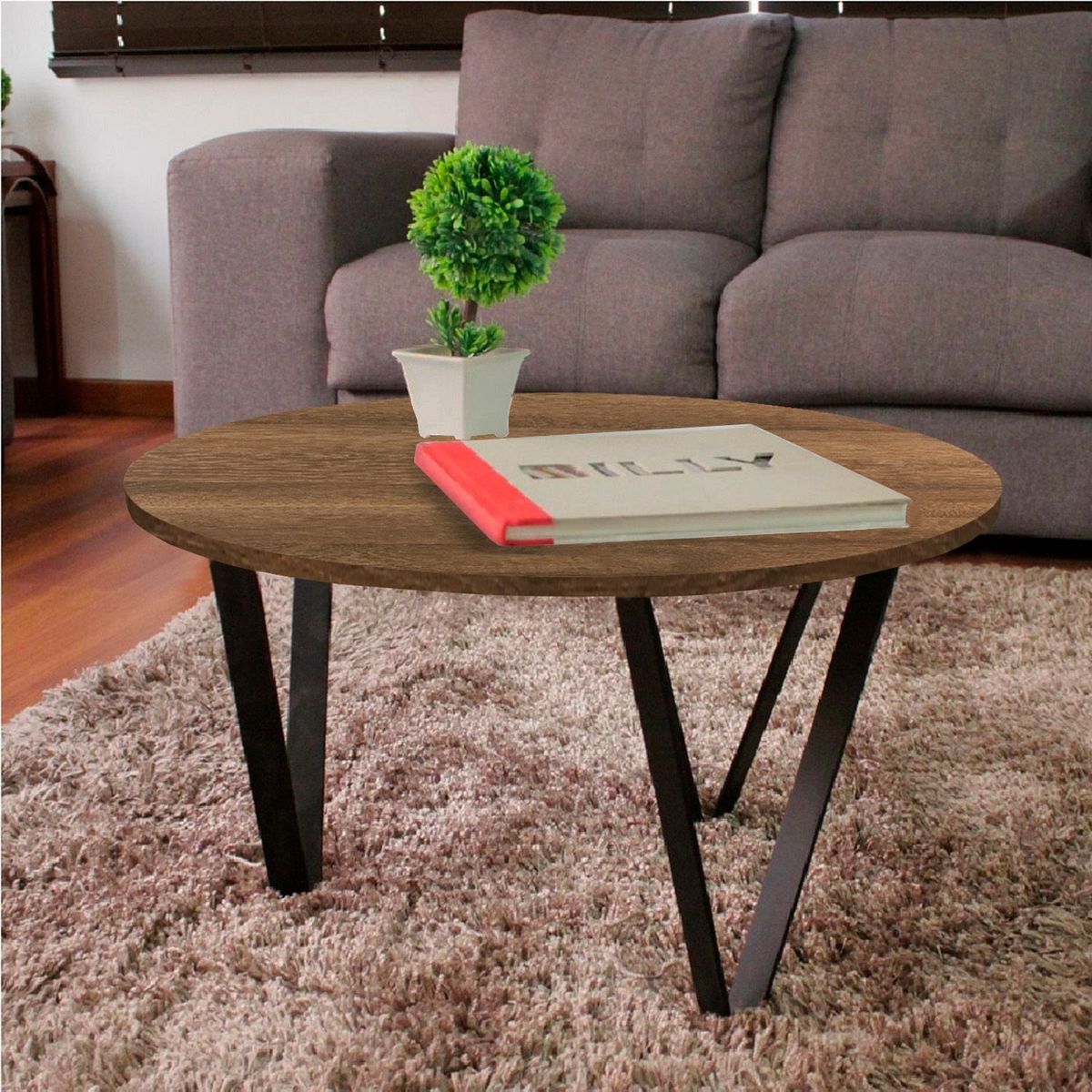 DKO DESIGN - Mesa de Centro Moderna Redonda  en Melamina  60 x 35 x 60 cm DKO Design  - Mueble