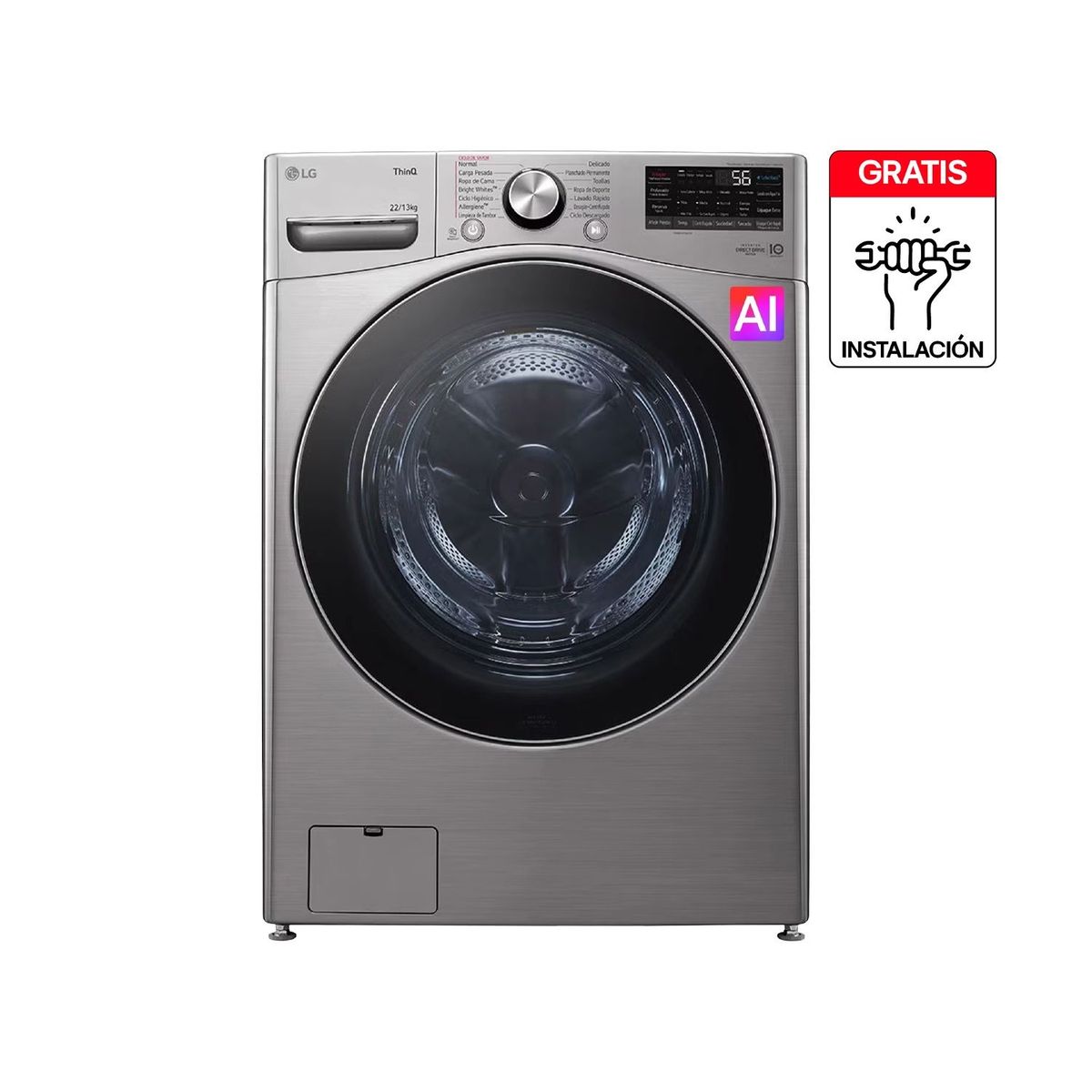 LG - Lavadora Secadora LG Eléctrica 22 kg WD22VV2S6BR