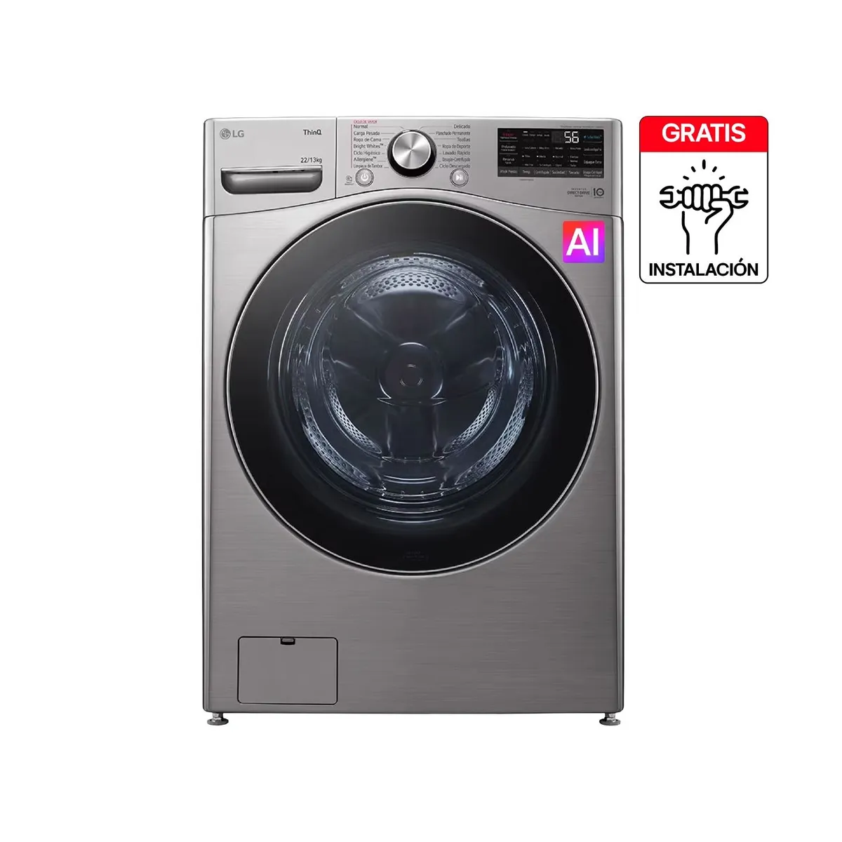 LG - Lavadora Secadora LG Eléctrica 22 kg WD22VV2S6BR