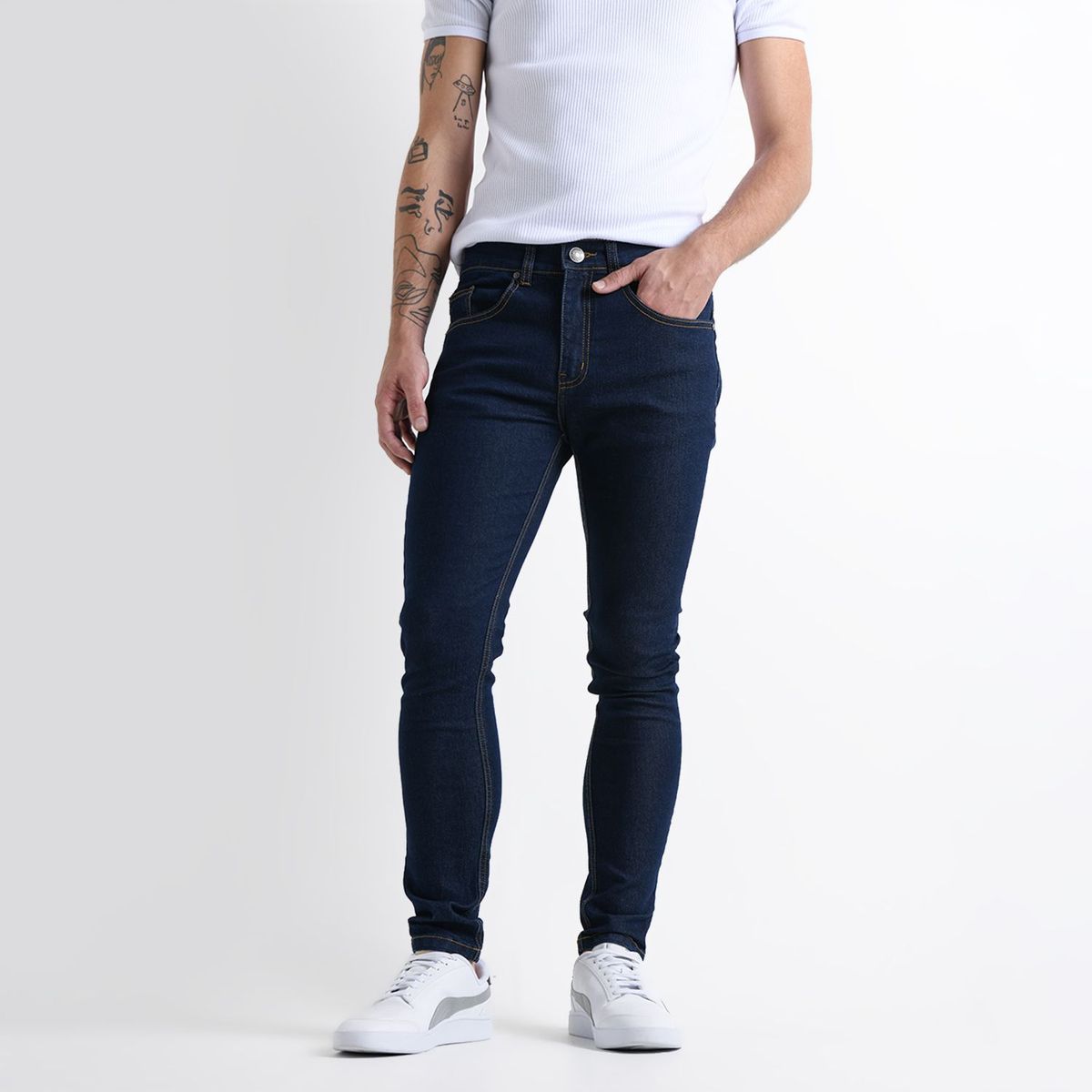 BEARCLIFF - Jean 5 Bolsillos Hombre Skinny de Algodón Largo 32 Bearcliff