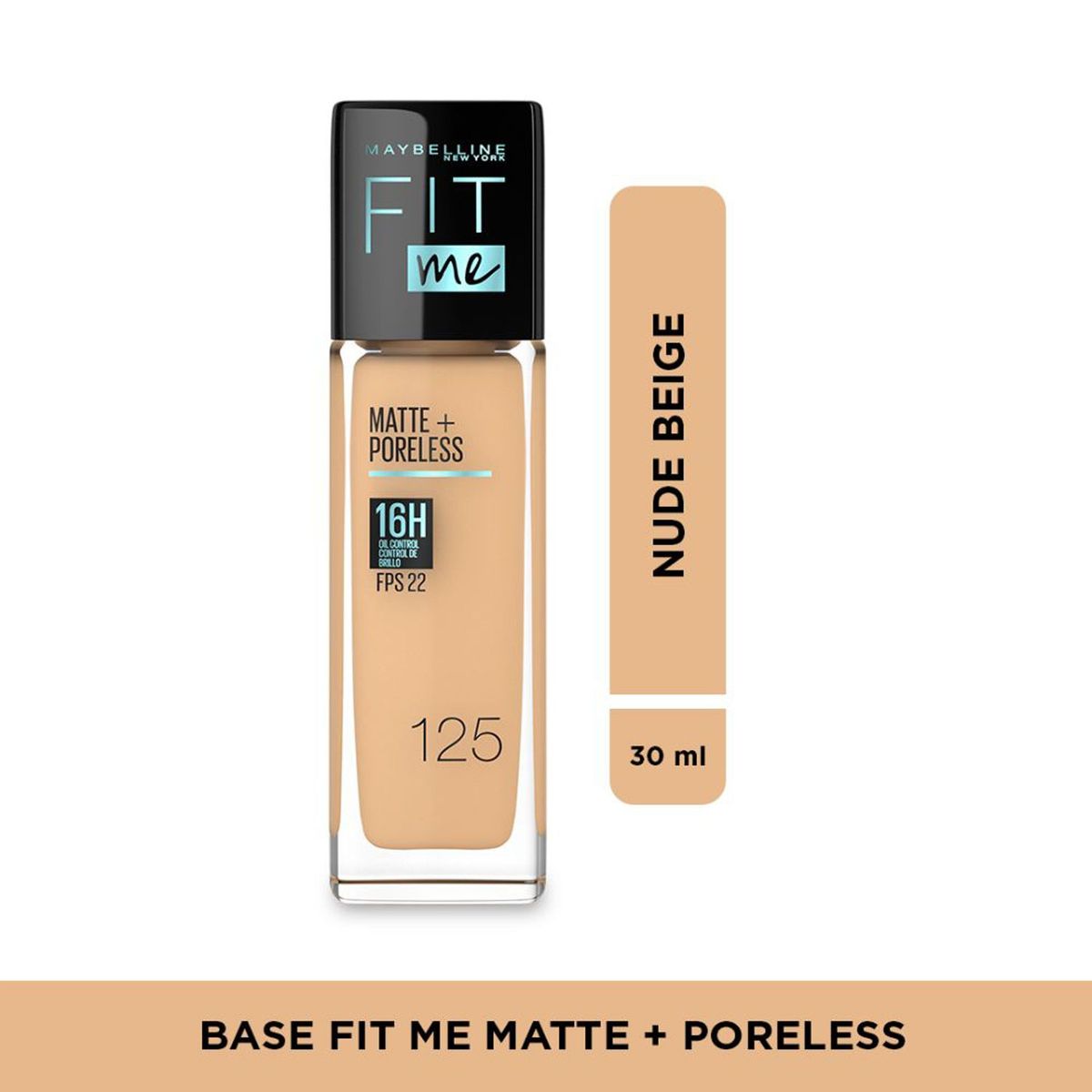 MAYBELLINE - Base de maquillaje Líquida Fit Me Matte Poreless Natural Buff Maybelline 30 ml