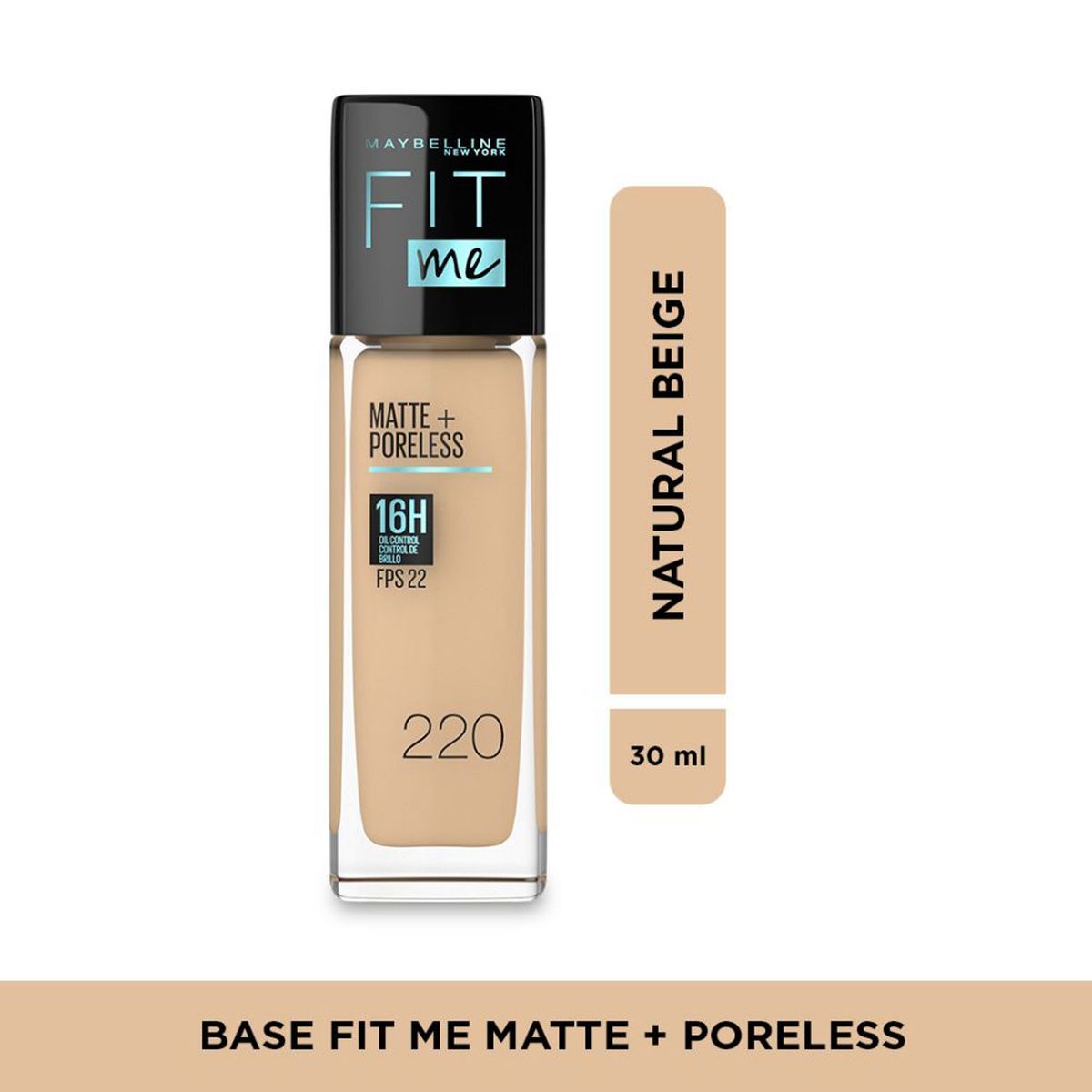 MAYBELLINE - Base de maquillaje Líquida Fit Me Matte Poreless Natural Buff Maybelline 30 ml