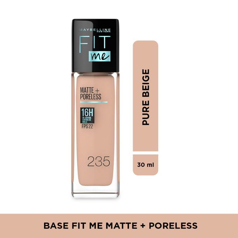 MAYBELLINE - Base de maquillaje Líquida Fit Me Matte Poreless Natural Buff Maybelline 30 ml