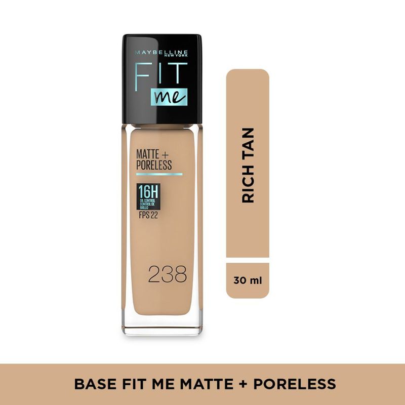 MAYBELLINE - Base de maquillaje Líquida Fit Me Matte Poreless Natural Buff Maybelline 30 ml
