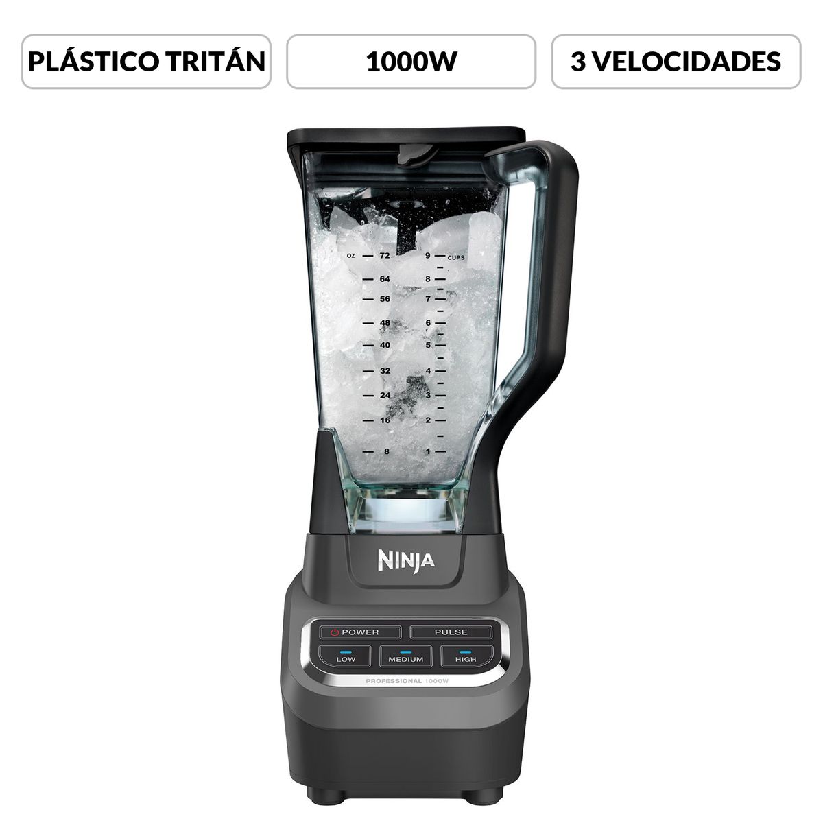 NINJA - Licuadora Ninja Profesional BL610 3 Velocidades 1000 W