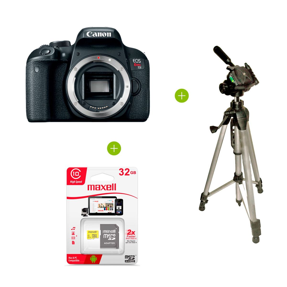 CANON - Cámara profesional Canon Rebel T7i 18-55mm 24.1MP