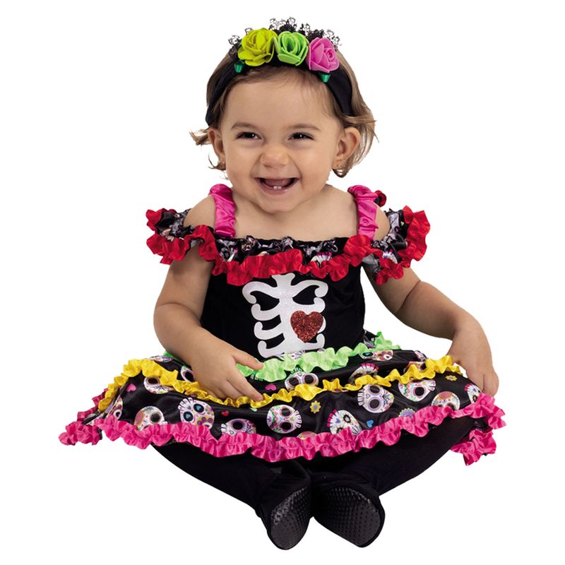 FANTASTIC NIGHT - Disfraz para Bebé niña Catrina Mexicana Fantasía