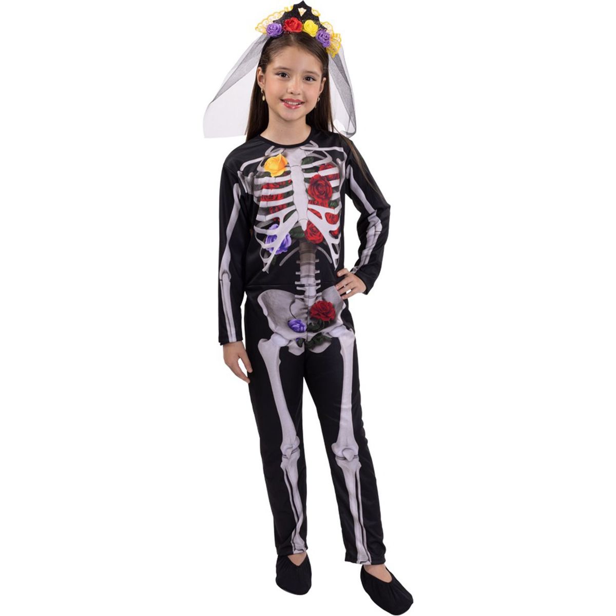 FANTASTIC NIGHT - Disfraz para niña Esquelo catrina mexicana terror fantasía