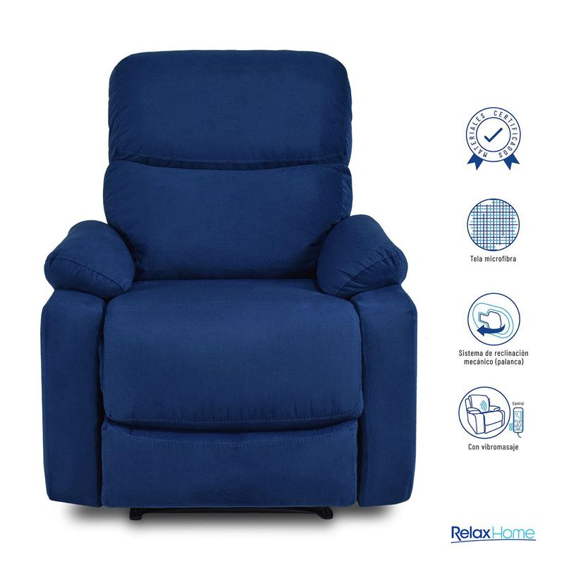 ELITE LIVING - Silla Reclinable Velara Masajeadora 1 puesto Microfibra - Mueble