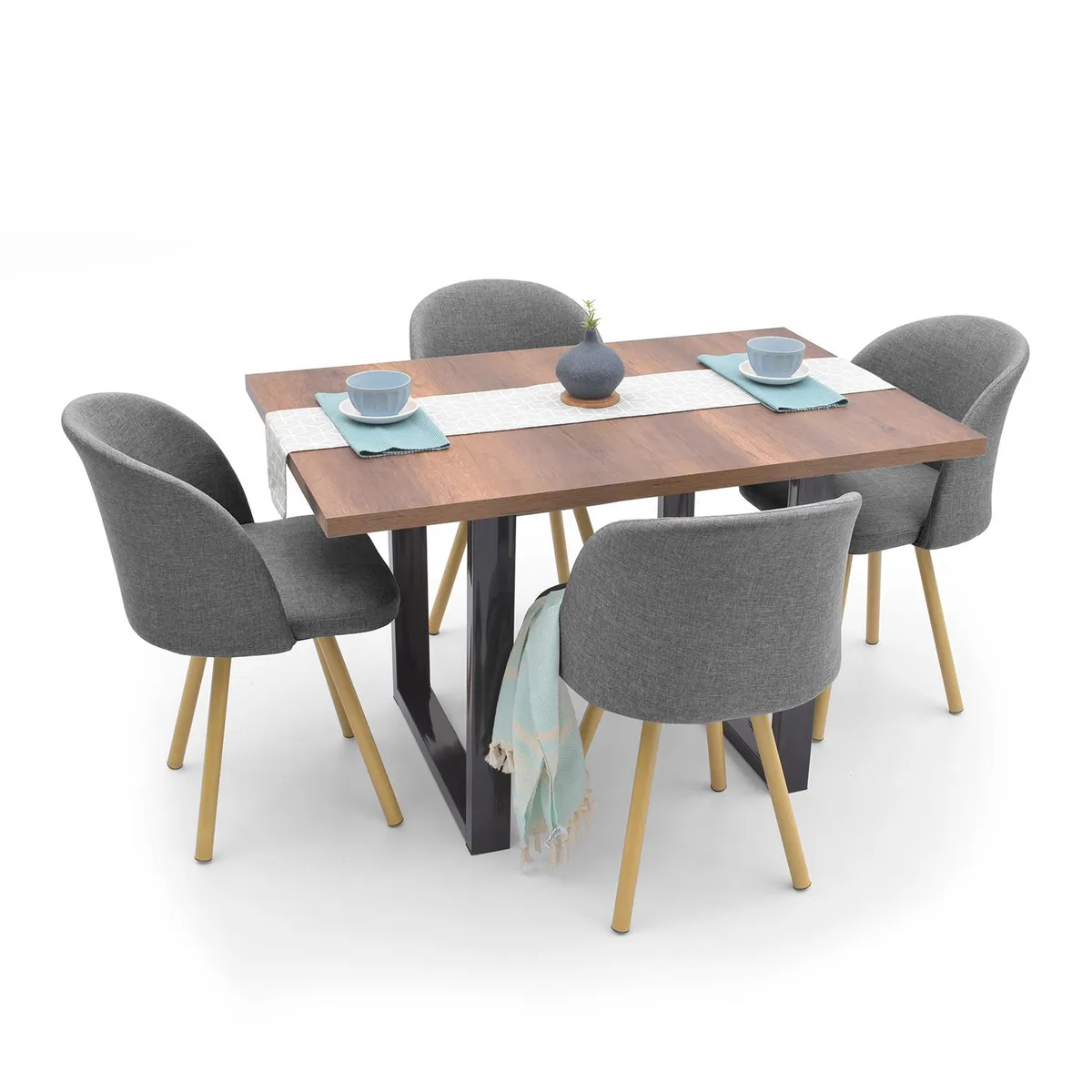 HOGAR VENECIA - Juego de Comedor Moderno para 4 Personas (Comedor + 4 Sillas) Mica