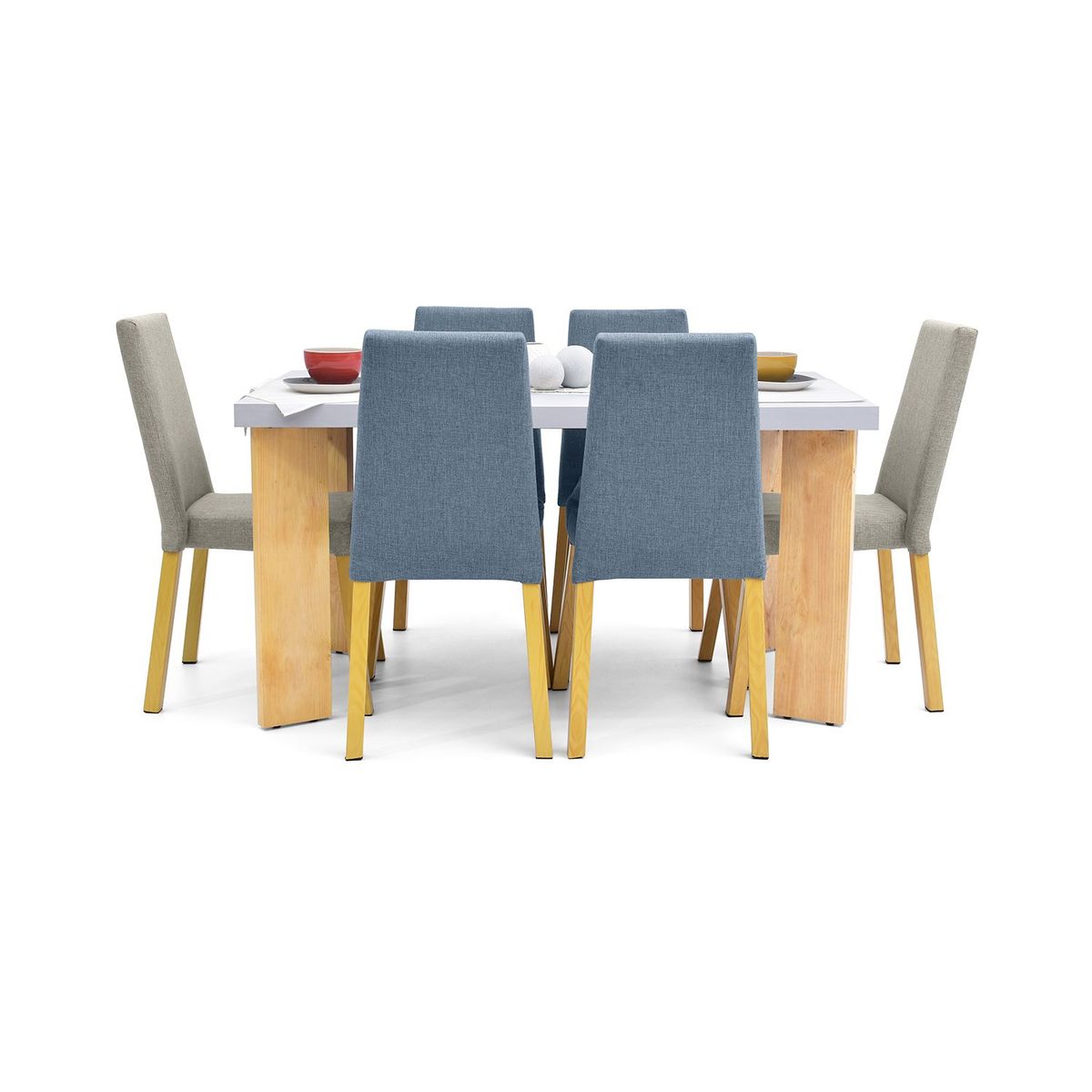 MICA - Juego de Comedor Moderno para 6 Personas (Comedor + 6 Sillas) Mica