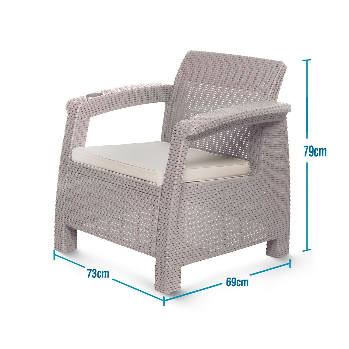 MQ - Juego de Sala de Exterior y Terraza Moderno (Sofá 3 Puestos + 2 Poltronas + Mesa de Centro) Elegance Ferrara MQ