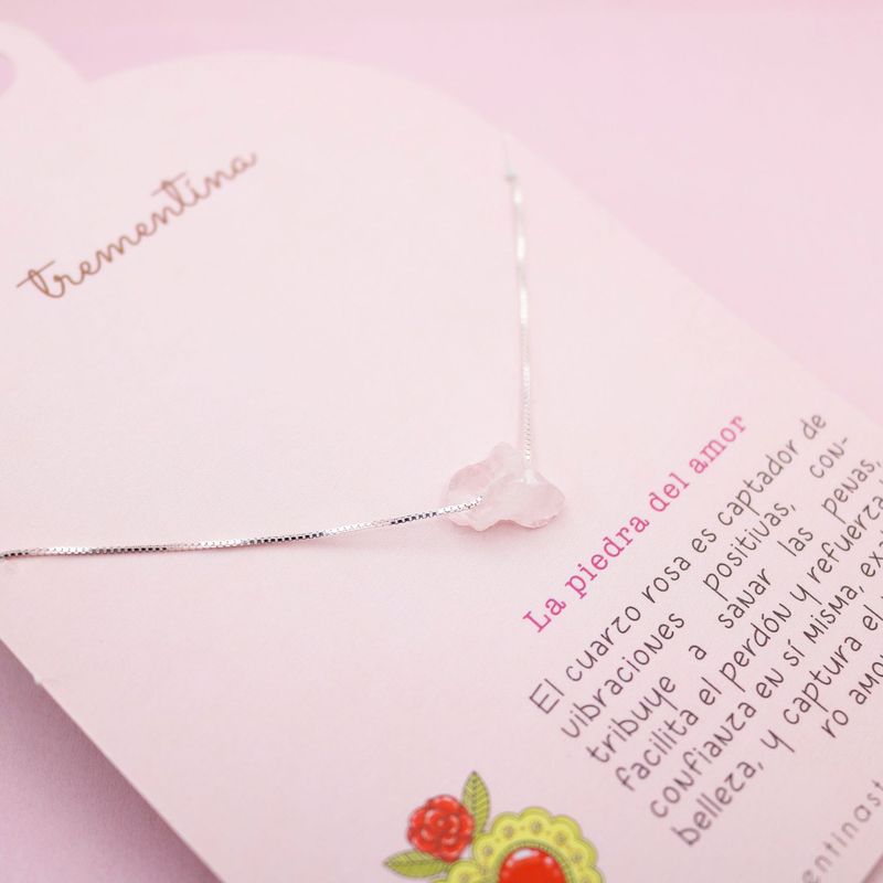  - Collar plata Piedra cuarzo rosa