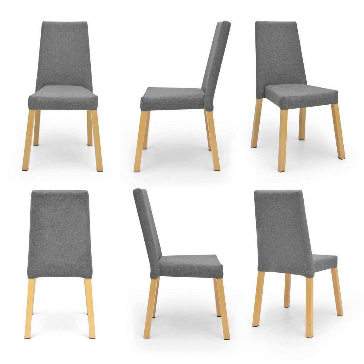 MICA - Silla de Comedor Moderna en Tela Gris (Incluye 6 Silla) Mica.