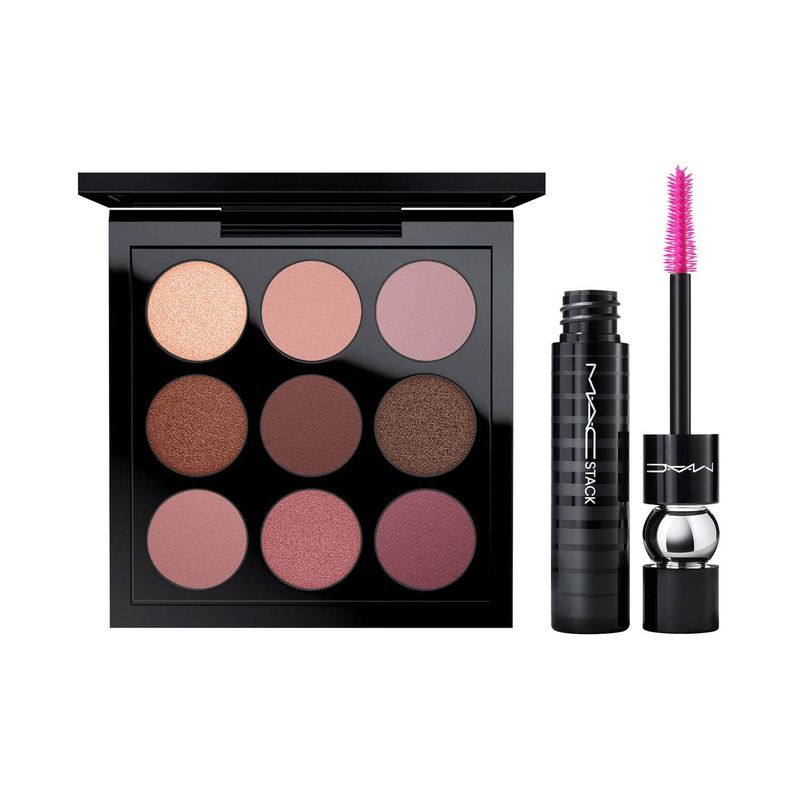 MAC COSMETICS - Set Maquillaje Ojos Burgundy Eyes: Eye Shadow x 9 - Burgundy 5.85 gr, M·A·CStack Mascara Black Stack 13 ml