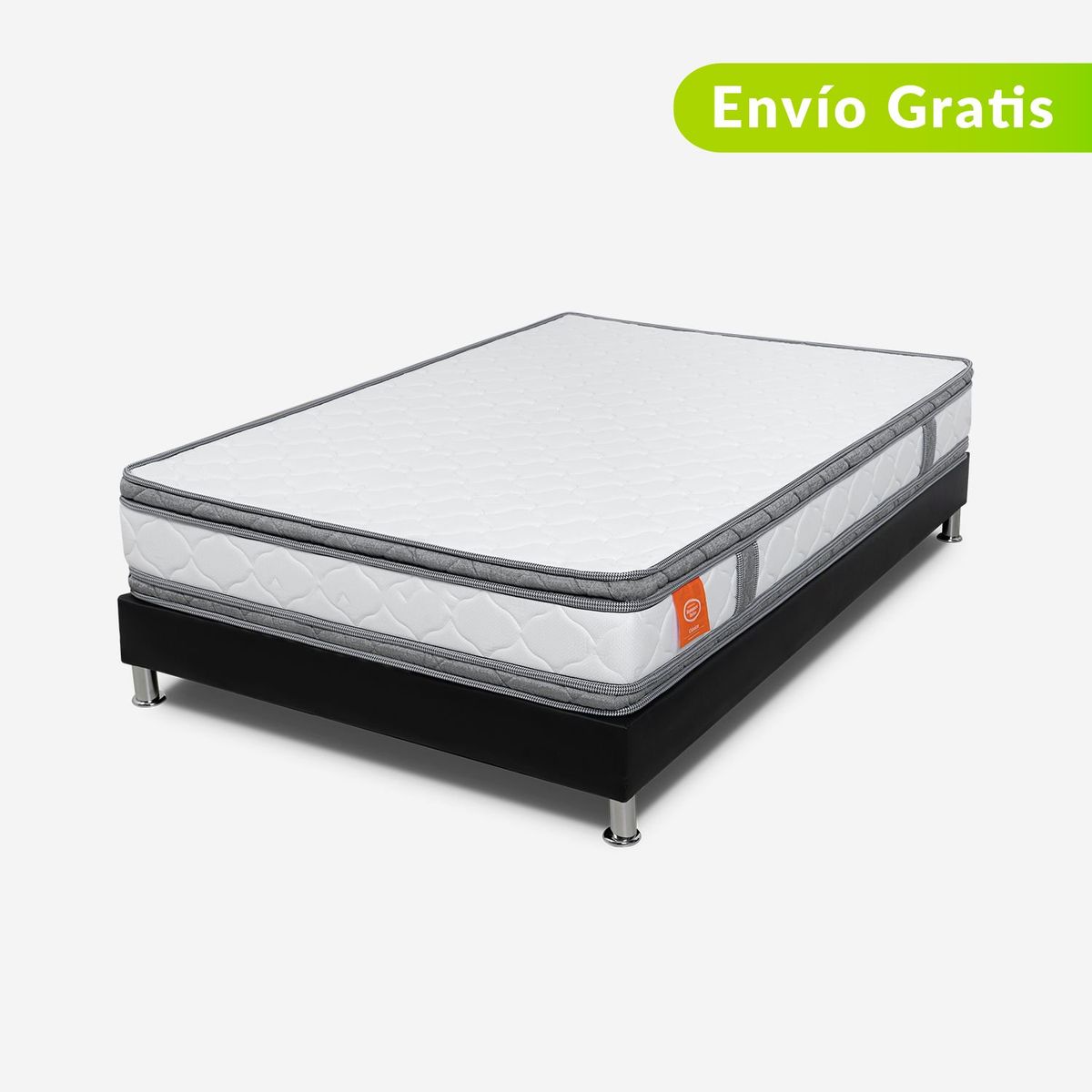 COLCHONES ROMANCE RELAX - Colchón con Base Cama Queen Firmeza Media Espumado con Doble Pillow Intense Foam 160 x 190 cm Romance Relax