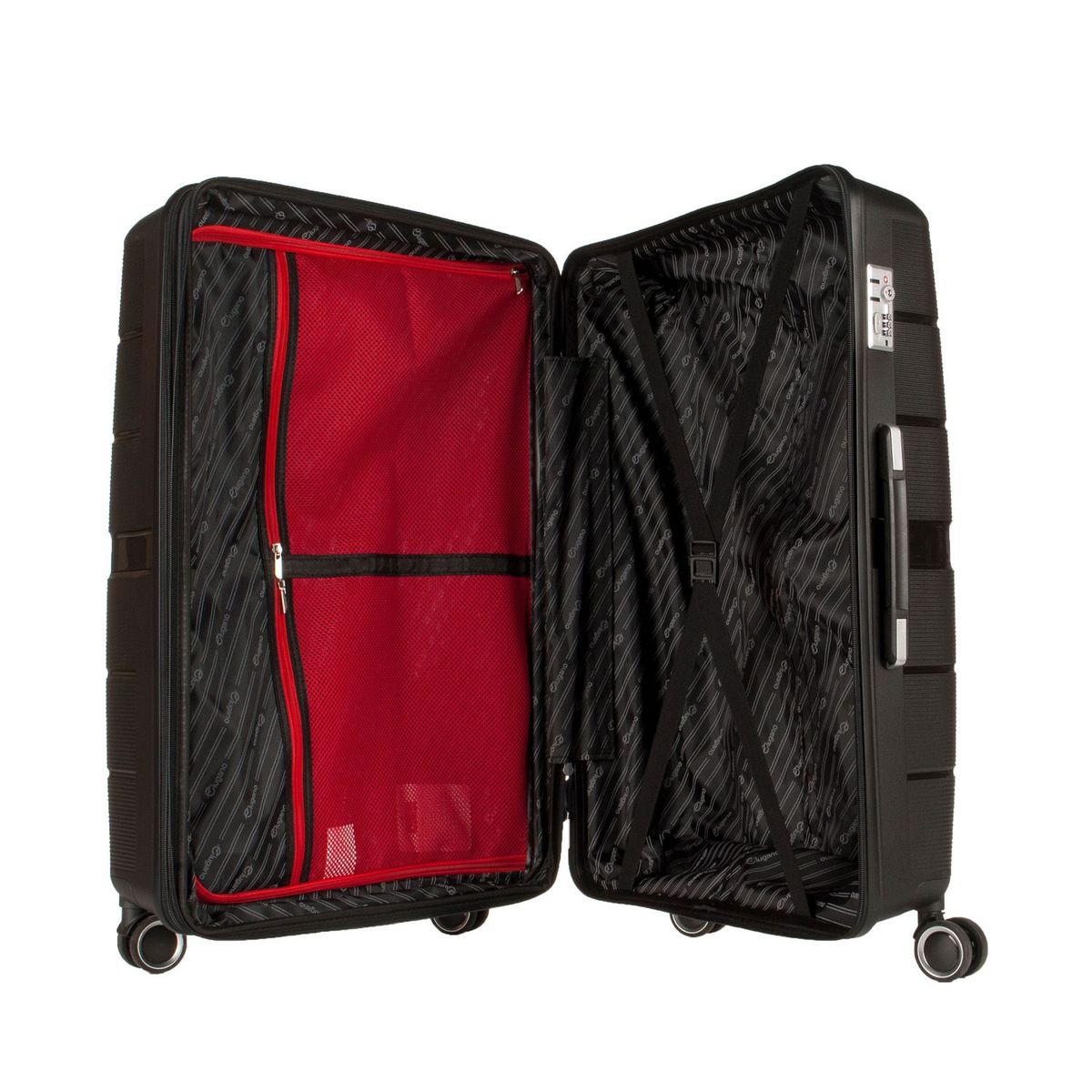 LUGANO - Maleta de Viaje Grande Lugano Rigida 23 Kg de Capacidad. Equipaje para Bodega color Negro. Con Ruedas 360 y Candado TSA