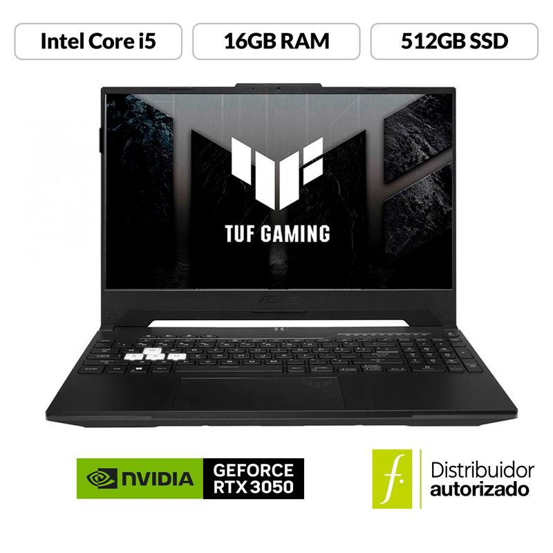 ASUS - Portátil Gamer Asus TUF Dash F15 | GeForce Rtx 3050 | Intel Core i5 | 16GB RAM | 512GB SSD Almacenamiento | Windows 11 | 15.6 pulgadas | FX517ZC | Computador Portátil + Game Pass