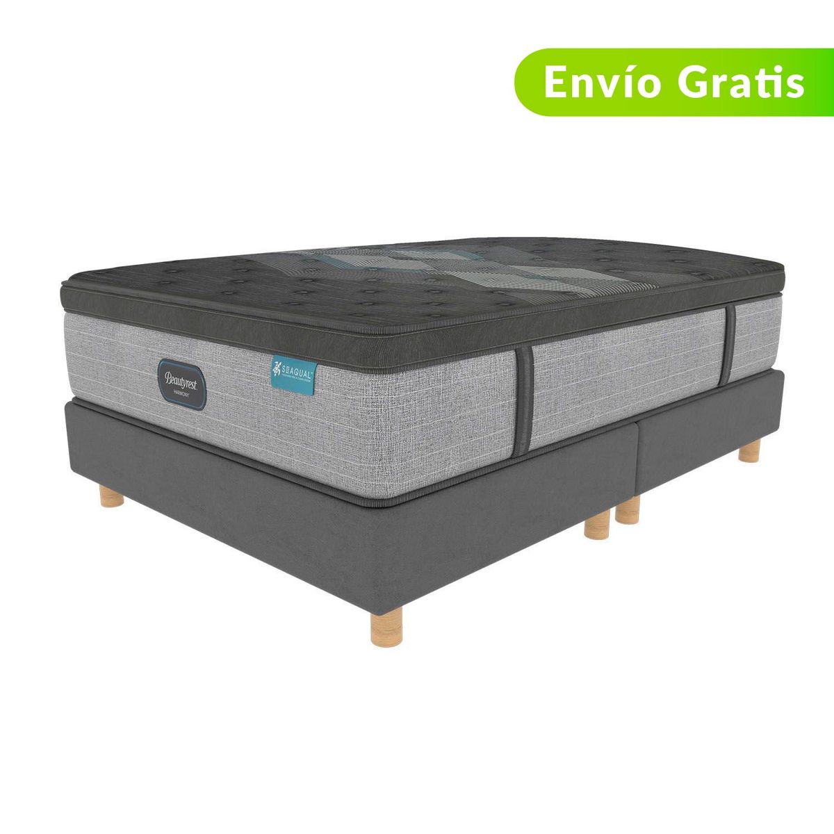 BEAUTYREST SIMMONS - Colchón con Base Cama Queen Firmeza Suave Ortopédico Resortado con Pillow Diamond Pt 160 x 190 cm Beautyrest