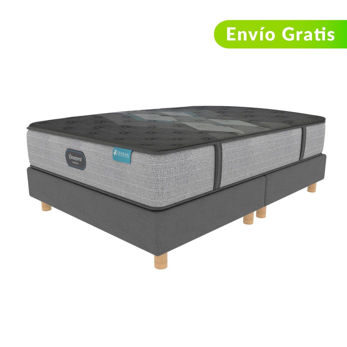 BEAUTYREST SIMMONS - Colchón con Base Cama Semidoble Firmeza Media Ortopédico Resortado Diamond Classic 120 x 190 cm Beautyrest